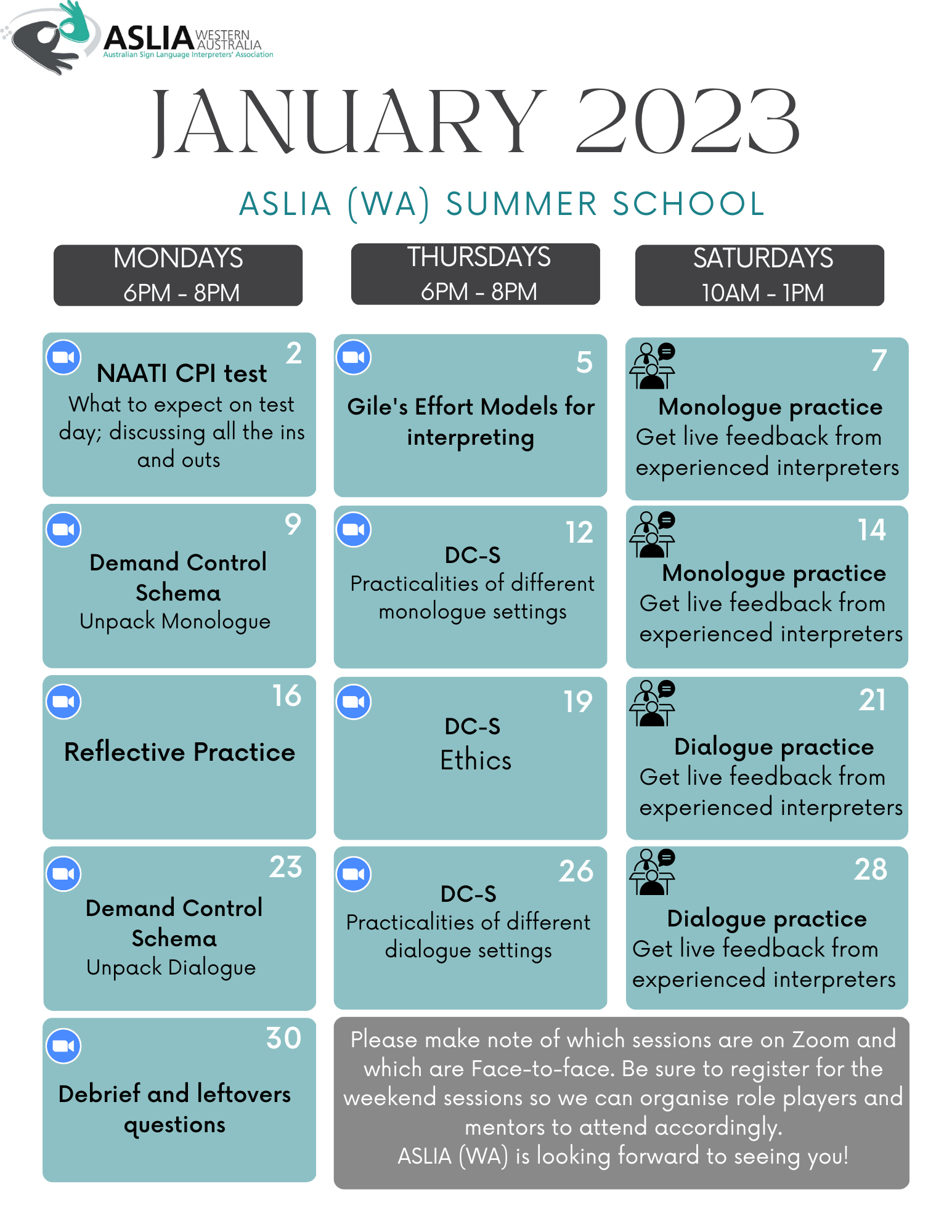 ASLIA (WA) 2023 Summer School