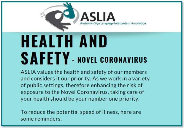 Health & Safety – Novel Coronavirus