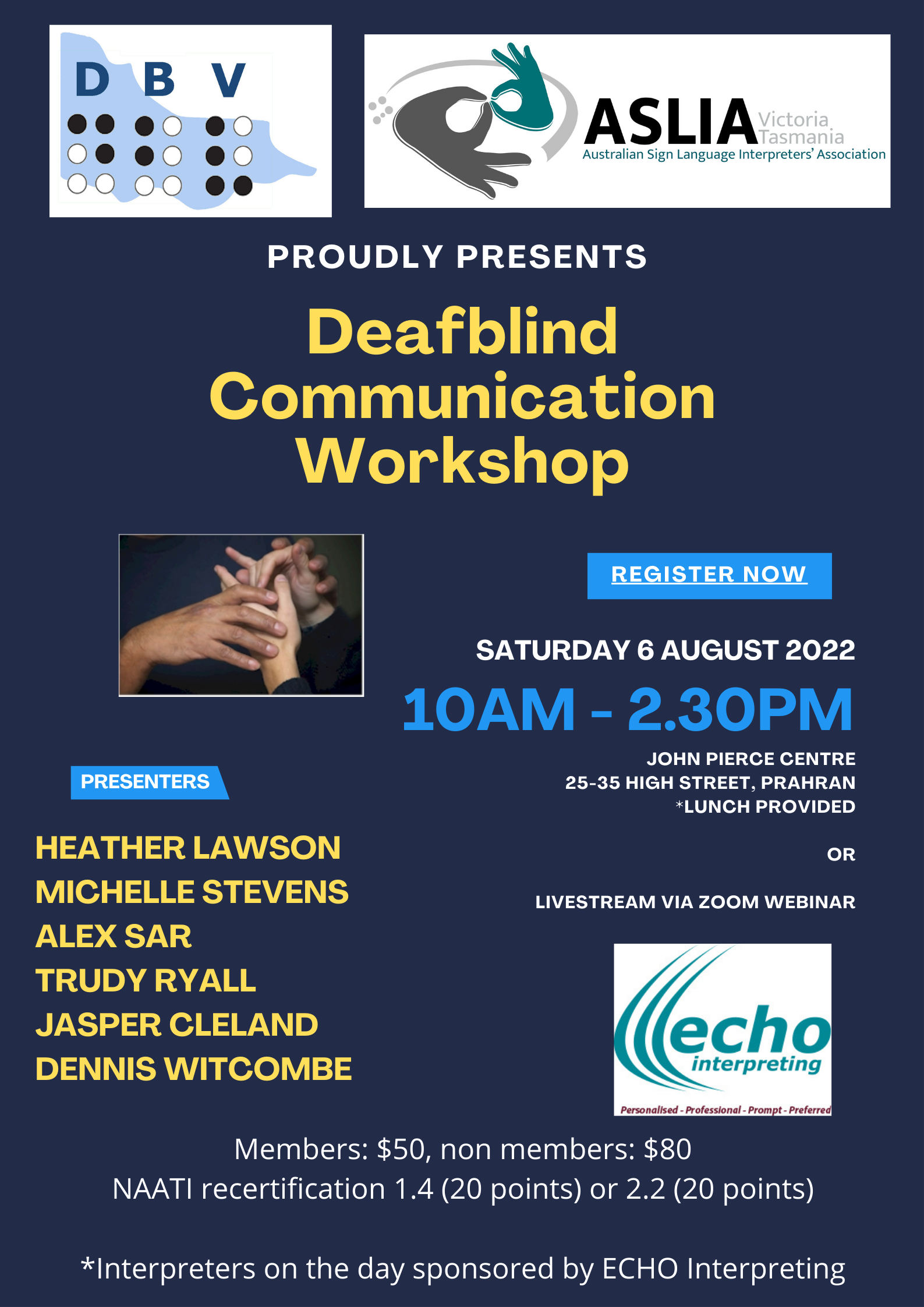 Deafblind Communication Workshop (Onsite + Livestream)