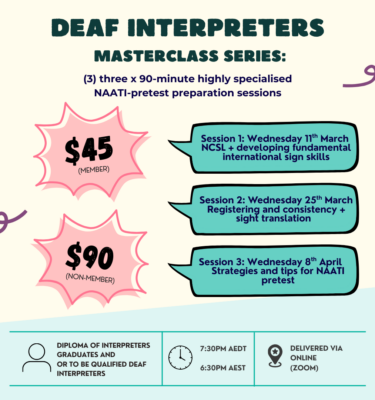 Deaf Interpreters: NAATI Pre-Test Masterclass Series