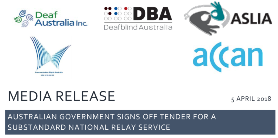 Media Release – Australian Government signs off tender for a substandard National Relay Service